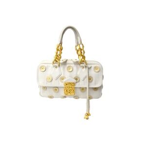 LOUIS VUITTON Handbag Polka Dots Panama Tinkerbell Canvas Ivory White